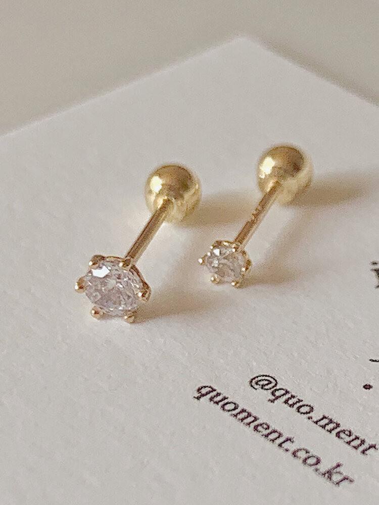 14k 미니 큐빅 피어싱 2mm 3mm / 주물 6발 금귀걸이 귓바퀴 이너컨츠