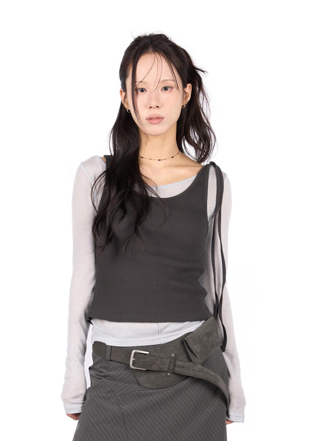 릿킴 TIE RIBBED SLEEVELESS