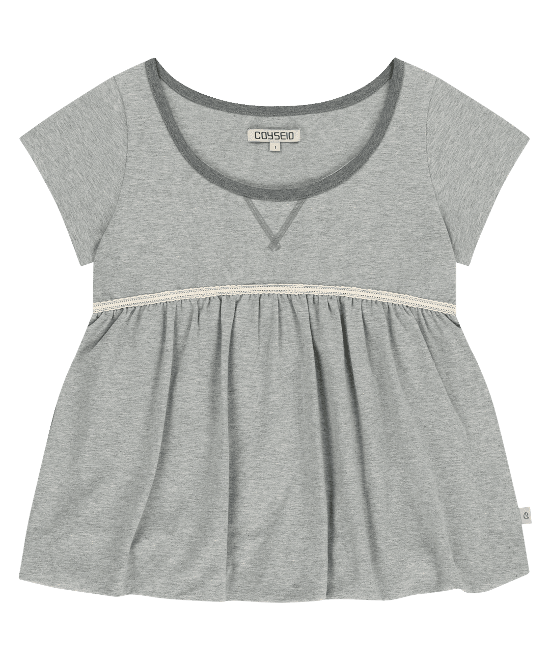 LACE BALLOON T-SHIRT MELANGE GREY