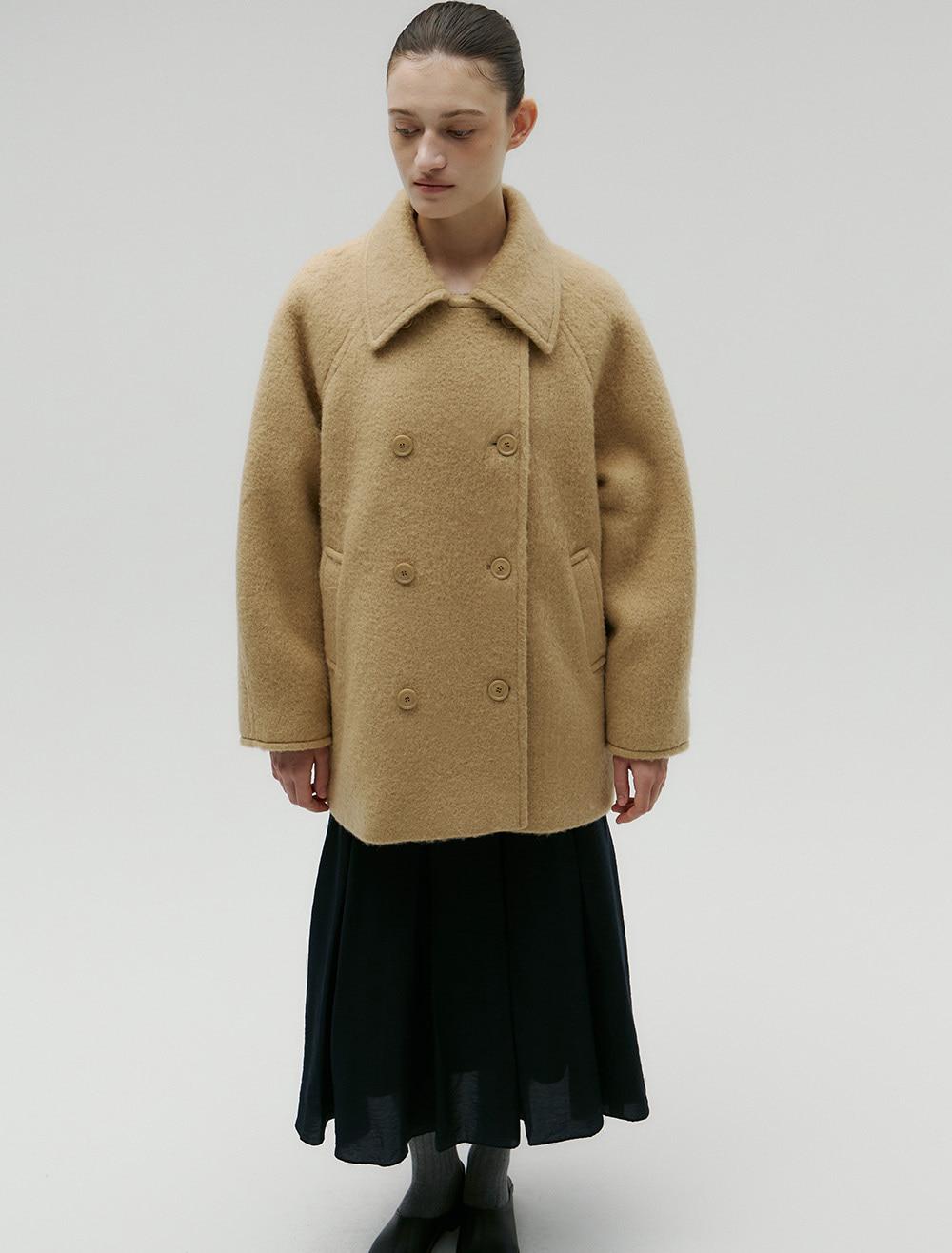 HAIRY DOUBLE HALF COAT [BEIGE]