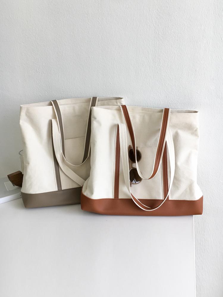 국산 텀블러 캔버스 스퀘어 빅 토트 숄더 에코백 6col