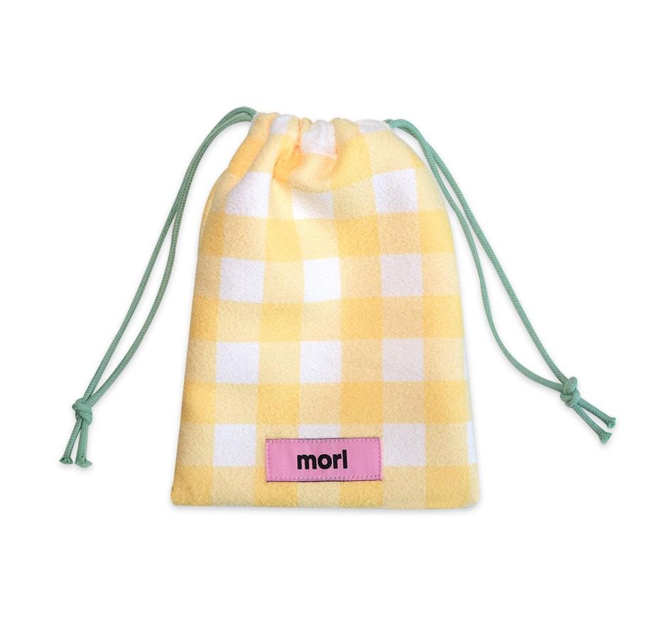 [모르] Check string pouch (Yellow) 체크 스트링 파우치