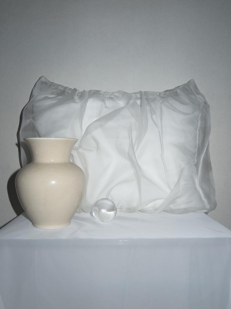 silk organza cushion(white)