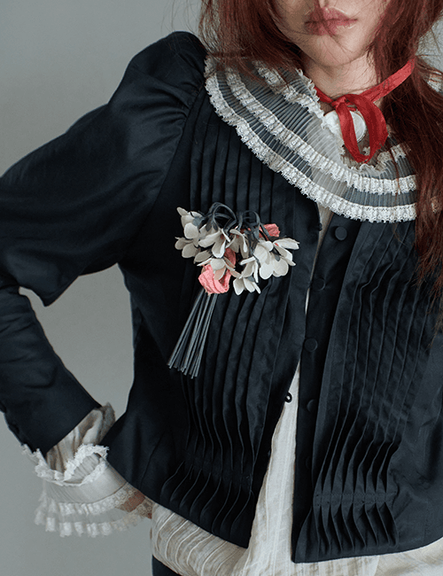 [exclusive] pintuck shirred puff jacket