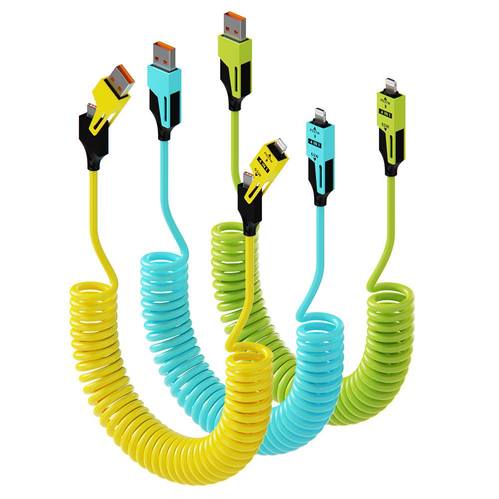 4in1 C타입 케이블 CtoC 고속 충전 65W 아이폰 갤럭시 스프링 멀티 케이블