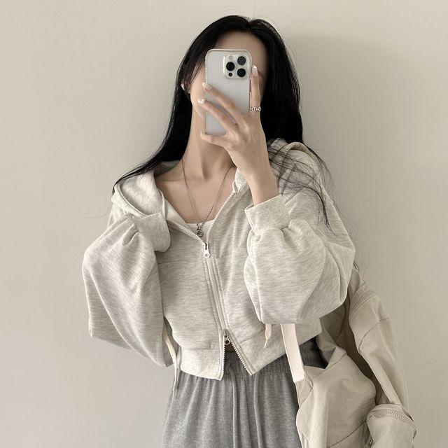 [꾸안꾸/아방핏] 색감맛집! 데일리 무지 투웨이 크롭 후드집업 (10color)_앤드모어
