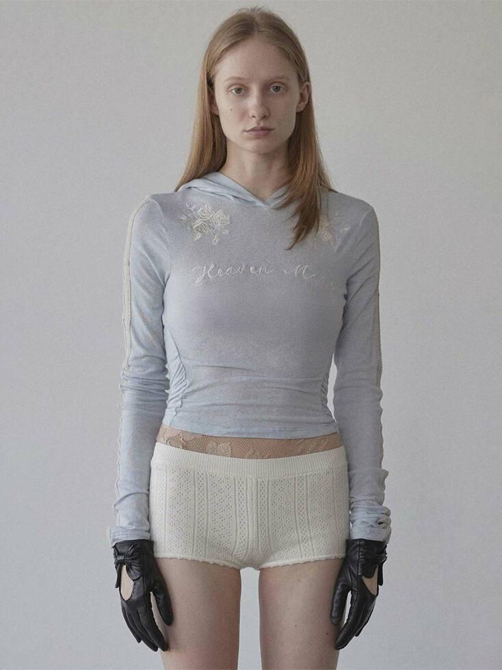 Rose Angora Hoodie Tee Baby Blue