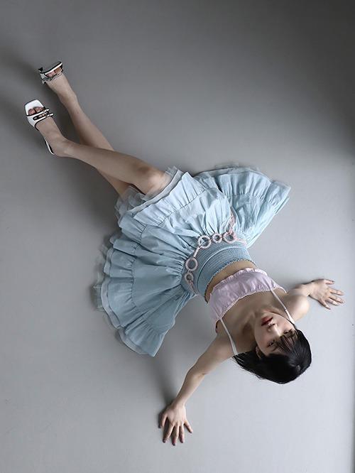 [CLaddA] blooming cotton dress, milky blue