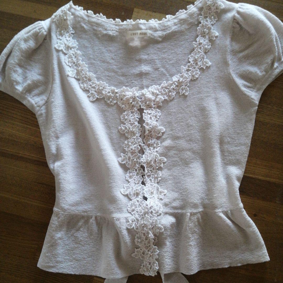 レストローズ　カーディガン　レース、ビーズ　M