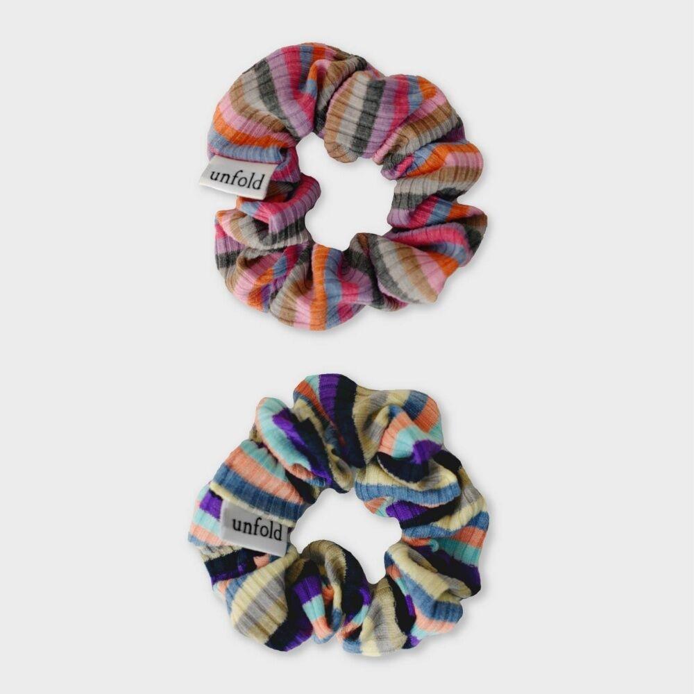 unfold multi stripe scrunchie (2colors) 스크런치
