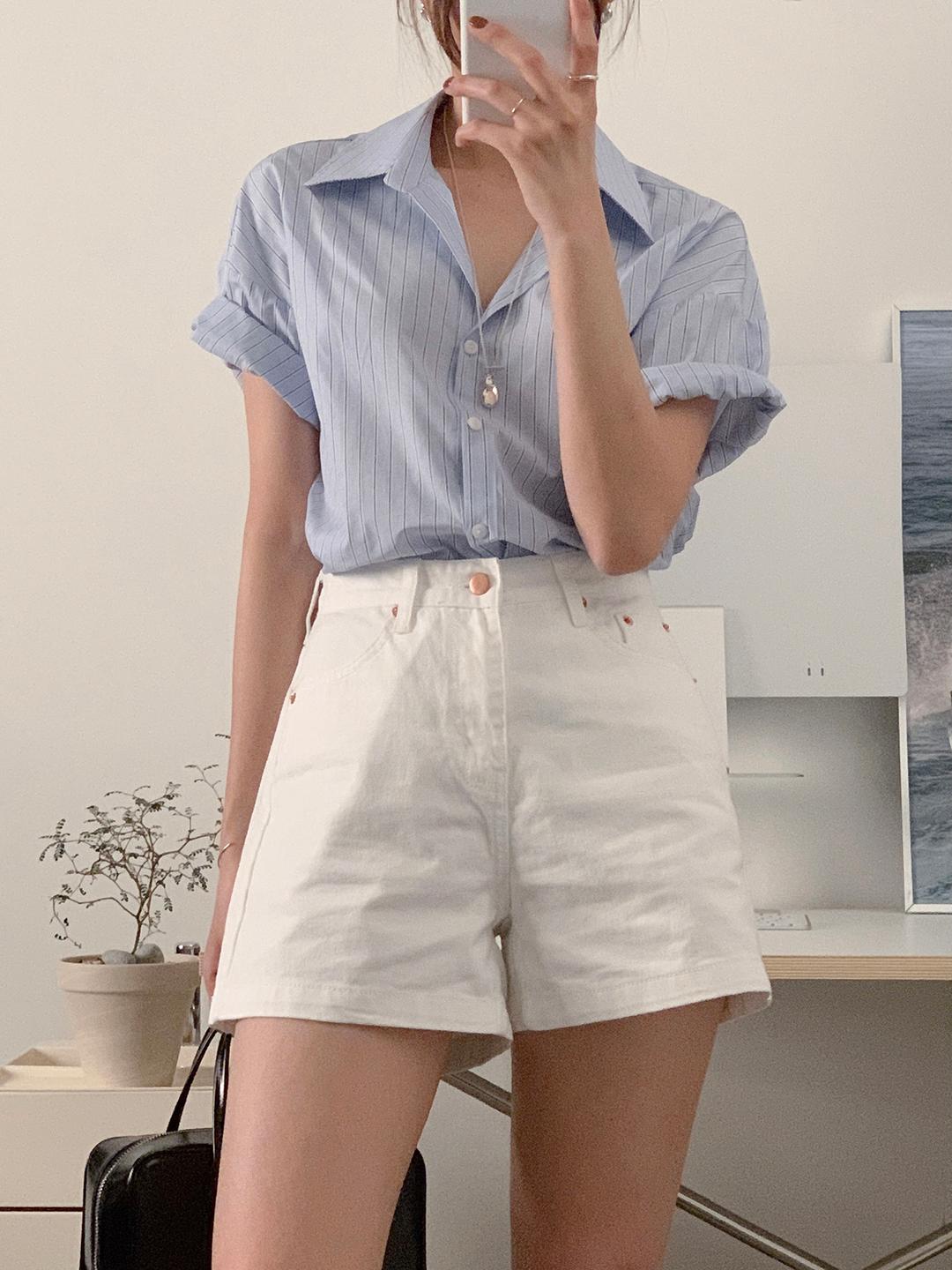 [thoughts] 마리네트 스트라이프 롤업셔츠 (무료배송, 스카이블루)