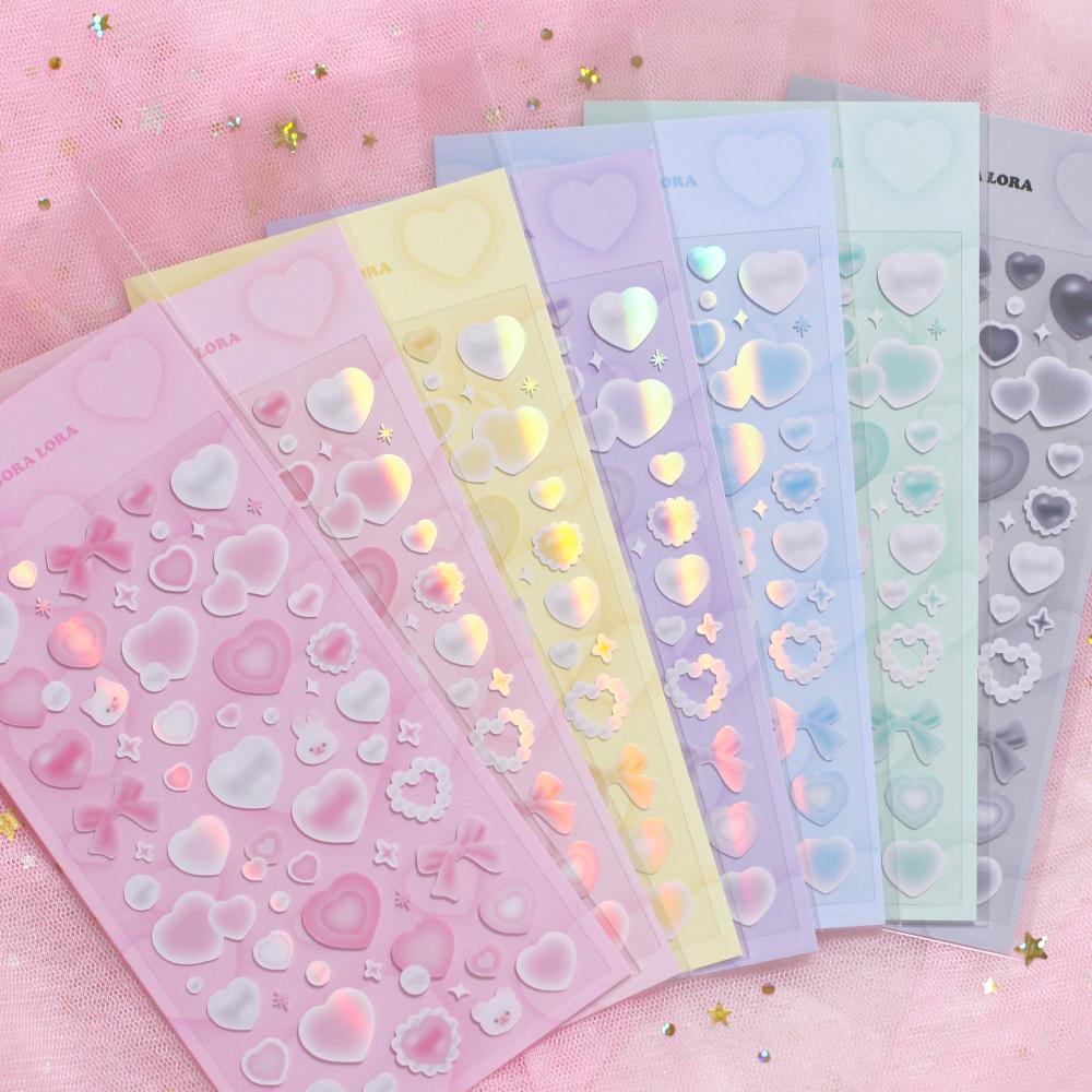 앙고라로라 로맨틱 진주 하트 씰스티커 7종 선택