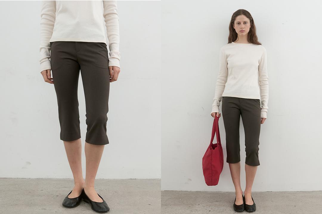 Slit capri pants (mocha)