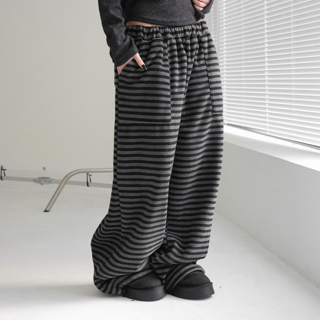 엔포니 스트라이프 후리스 팬츠