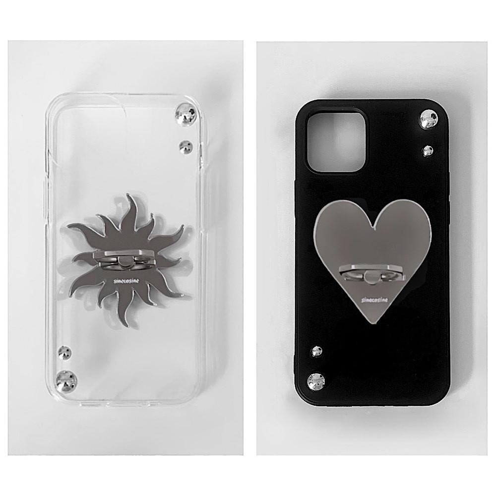 [set] Mirror ball case & Mirror ring tok: 하트 태양 거울 케이스 , 사인코사인