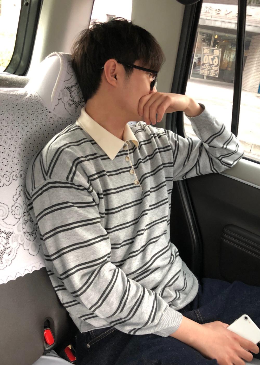 ST collar stripe knit