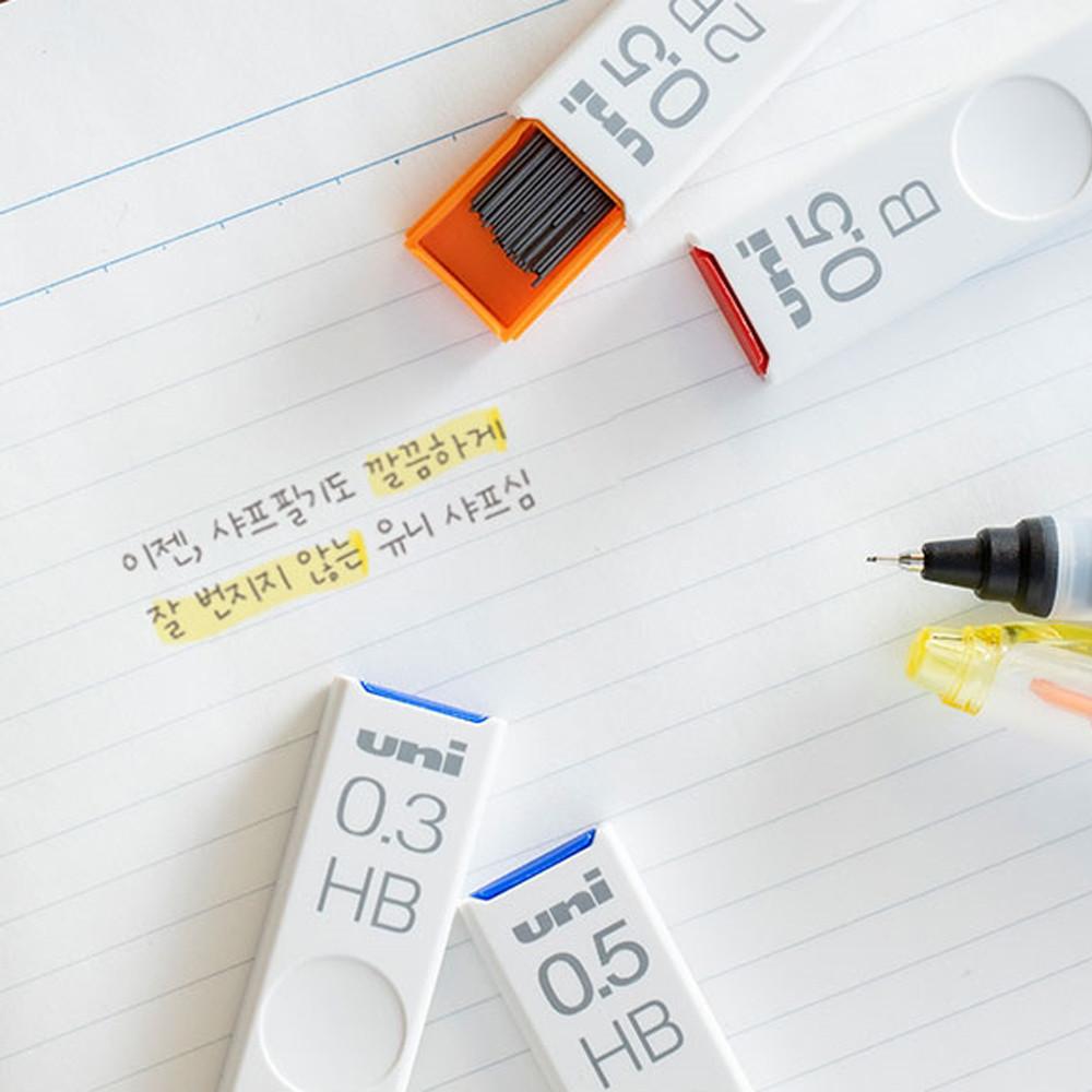 유니 스머지 푸르프 샤프심 0.3 0.5 0.7 번짐방지 샤프심