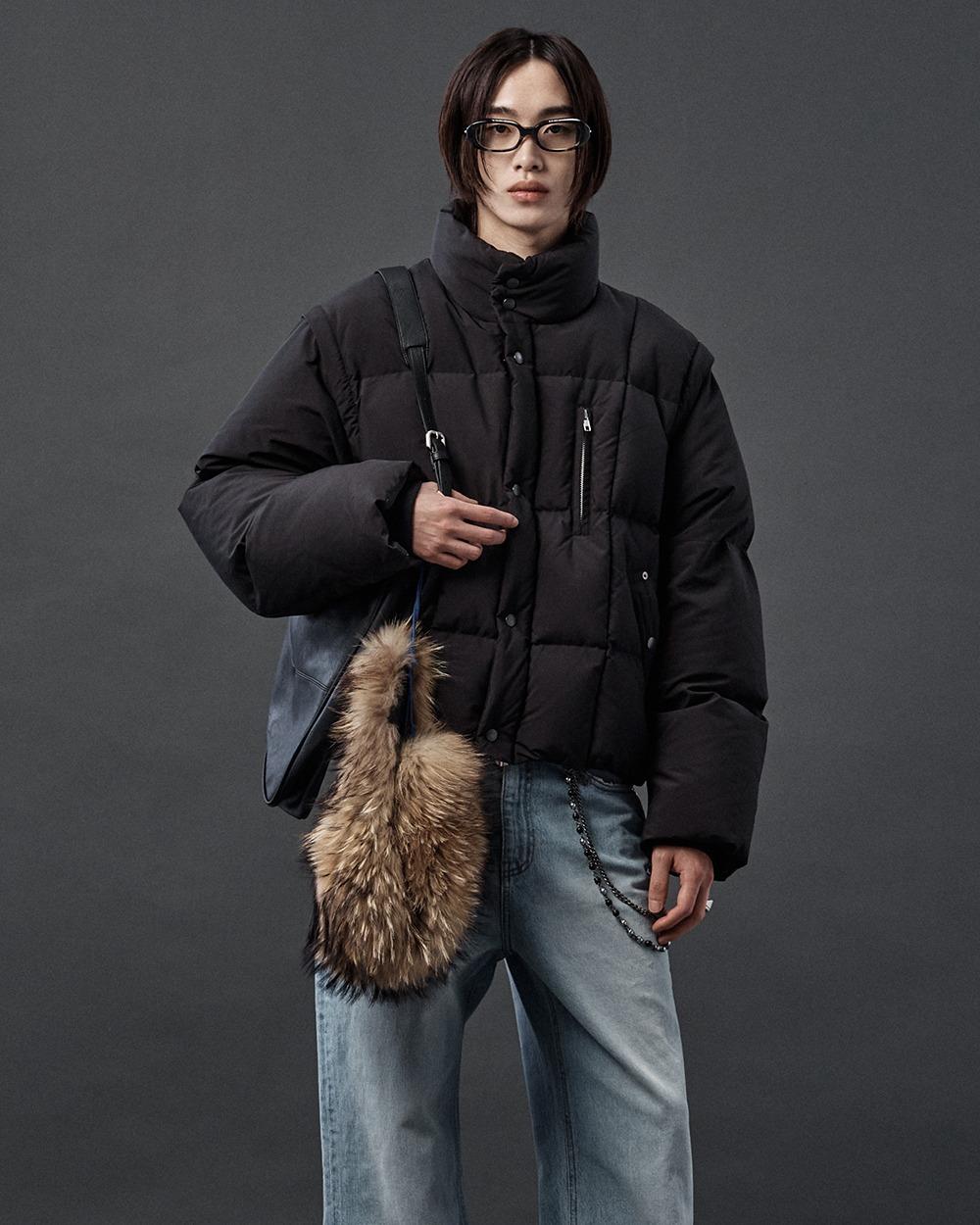 DETACHABLE DUCK DOWN JACKET BLACK(WJ418)