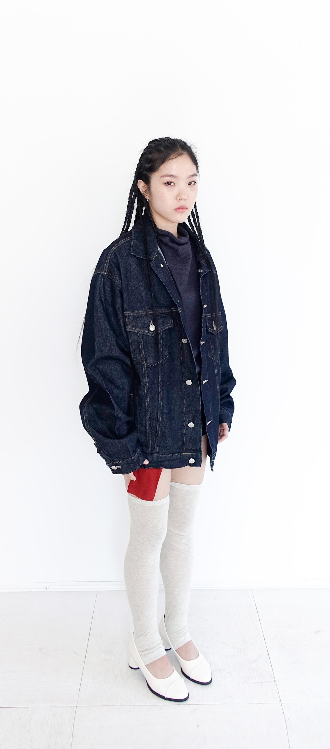 over denim button jacket