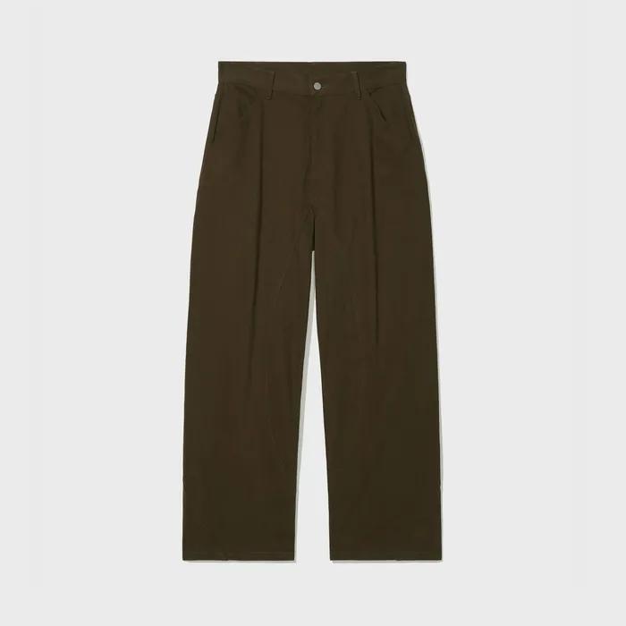 Curved Section Wide Chino Pants Brown