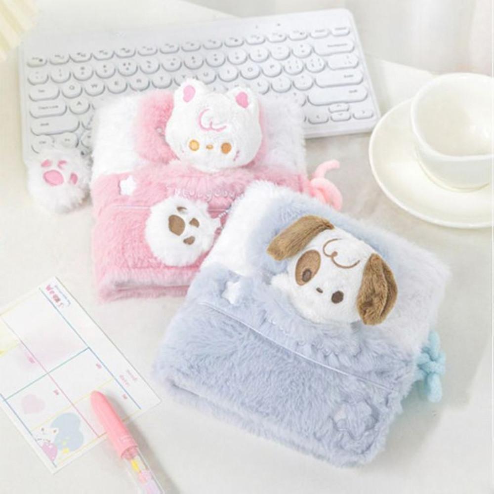 강아지 고양이 퍼 6공 다이어리 포카 바인더