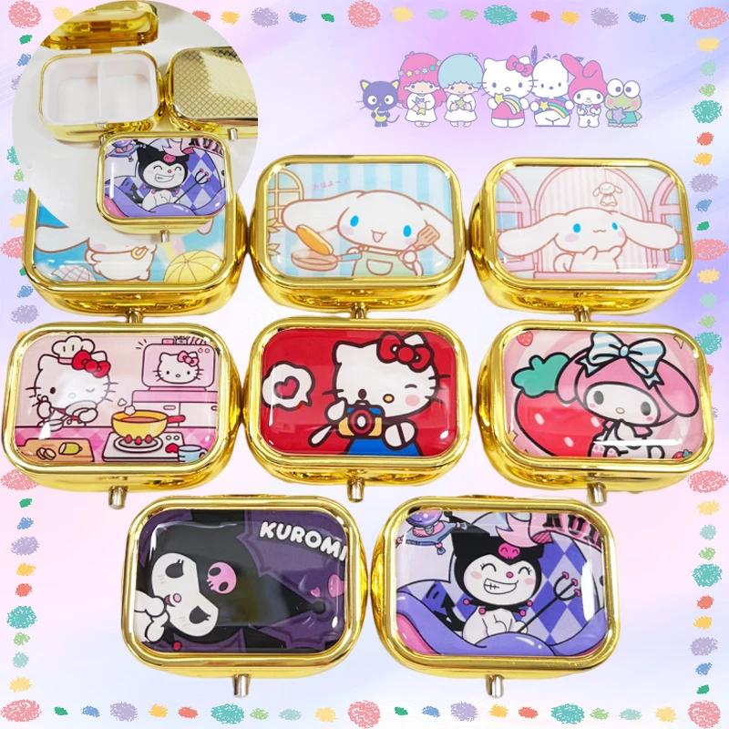 Sanrioed 보관함, 귀여운 알약 귀걸이, 속눈썹 손톱 케이스, 도장 방수 휴대용 헬로 키티, 시나모롤, 여아 어린이 선물