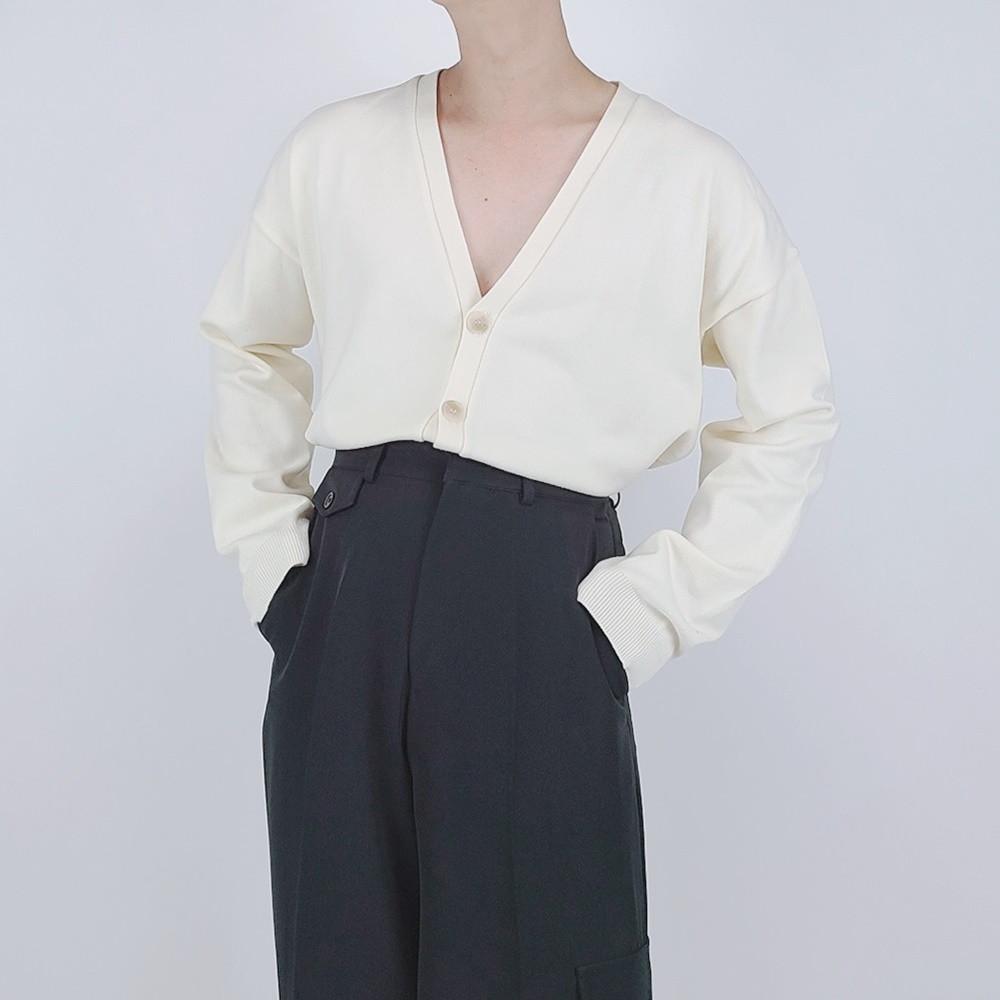 남자 여자 오버핏 V 브이넥 라운지 가디건 3color 아이보리