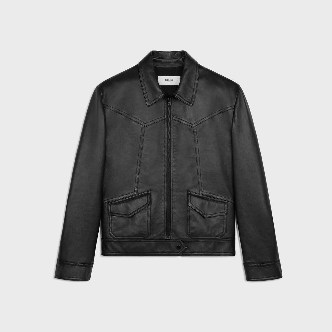 loose blouson jacket in soft lambskin