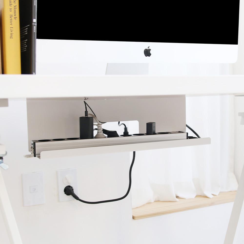 무타공 책상 멀티탭 거치대 트레이 컴퓨터선 정리 선반 와이드형