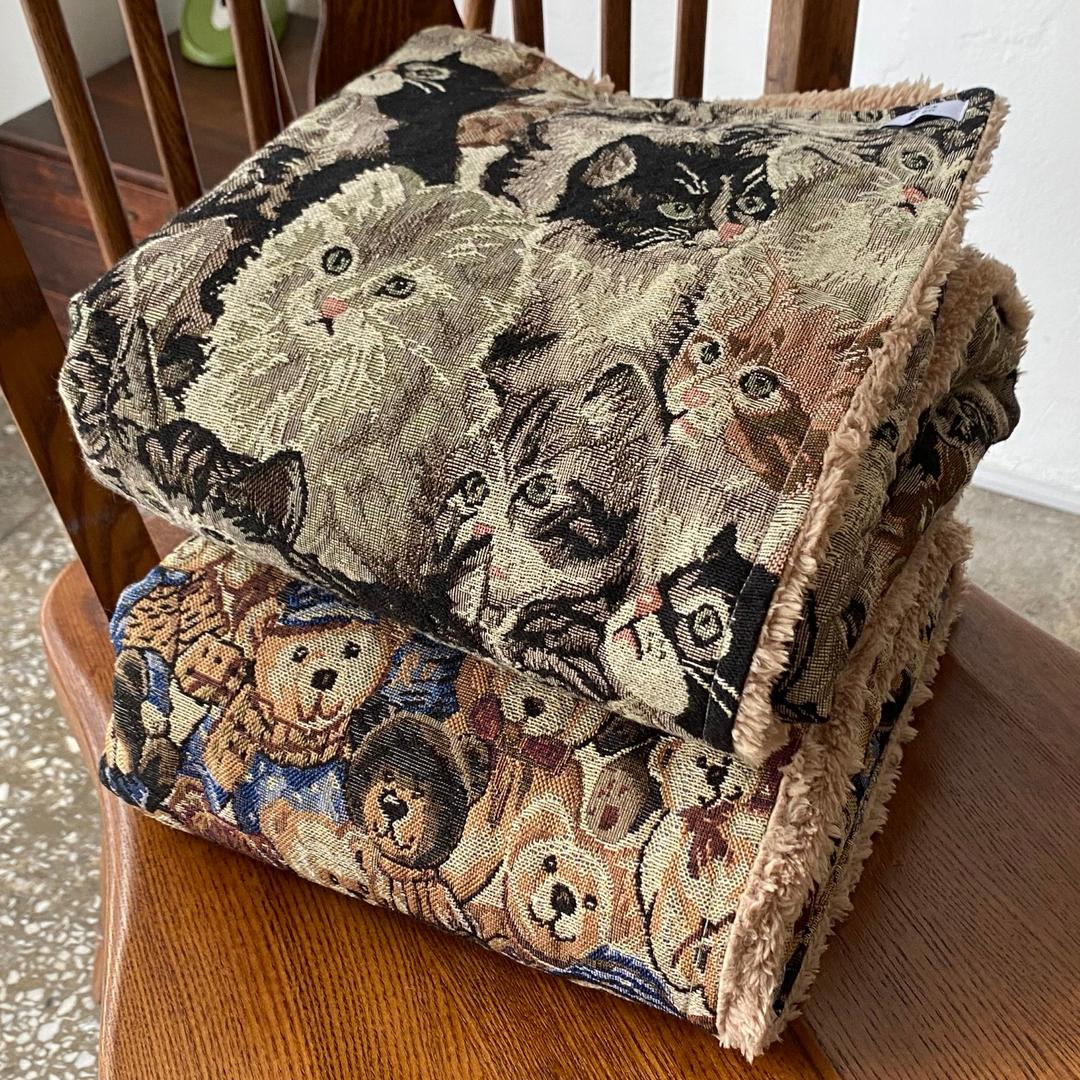 네코,곰친구,네모네모고먐미 blanket / 곰돌이 고양이 자가드 무릎담요 학생담요 귀여운 담요