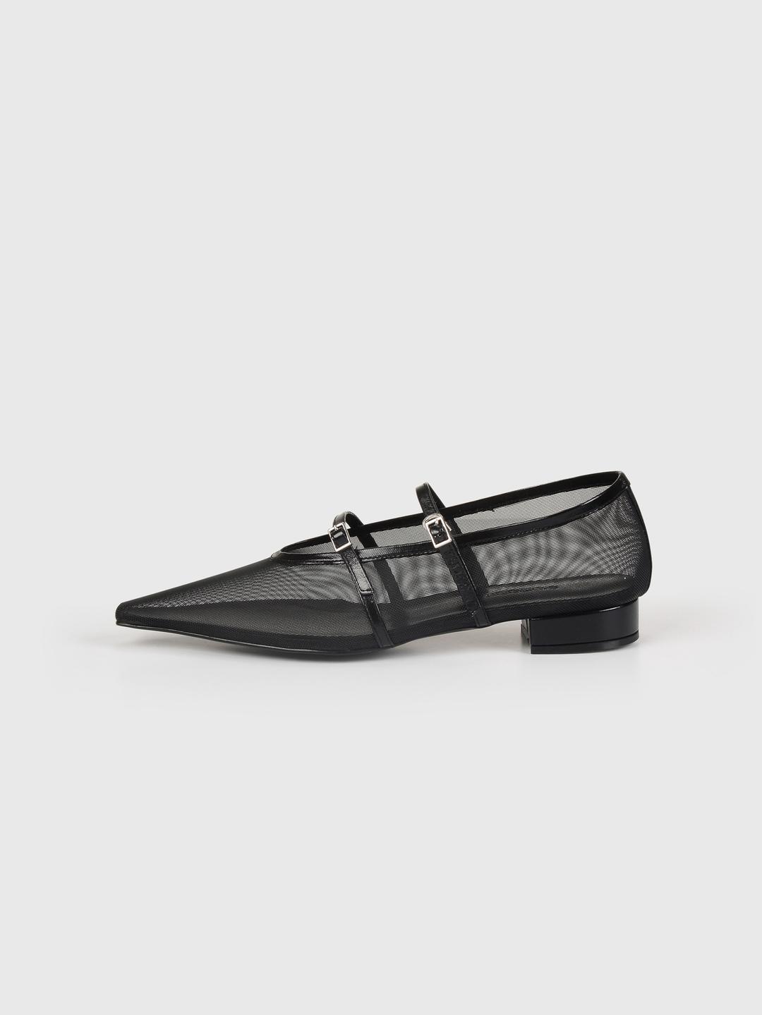 [SA25S05] Two-strap mesh flat (BK)