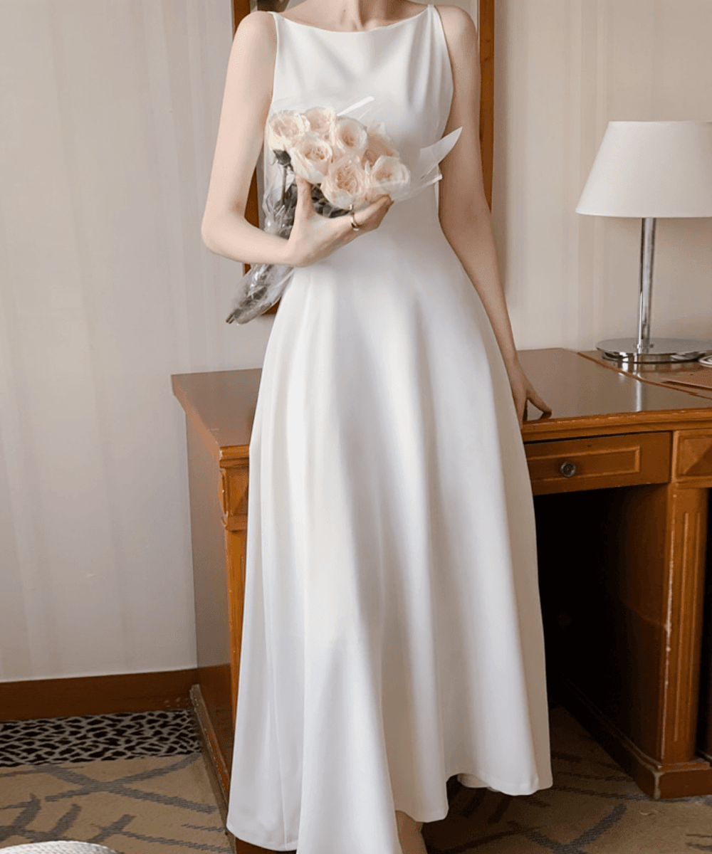 사운즈 보트넥 슬립롱드레스 웨딩스냅드레스 웨딩촬영 결혼식2부원피스