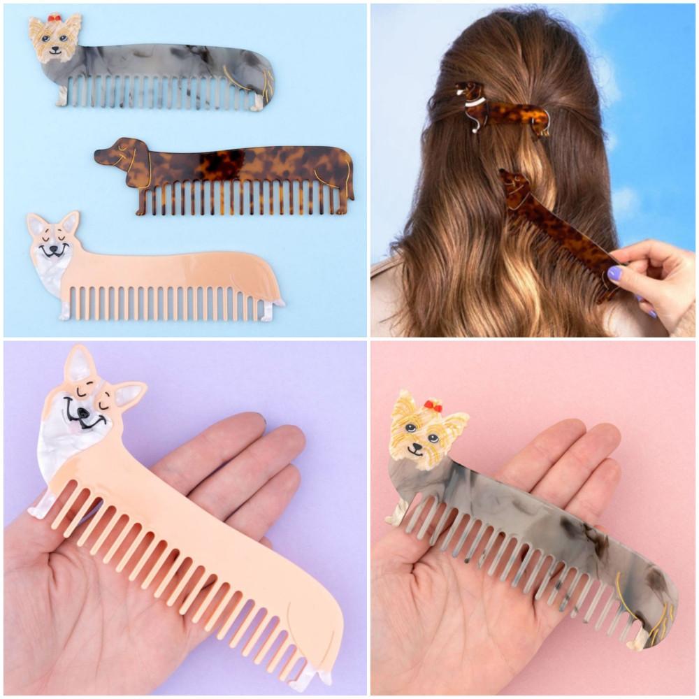 coucousuzette 쿠쿠수제뜨 강아지 휴대용 셀룰로오스 빗(코기요크닥스훈트)