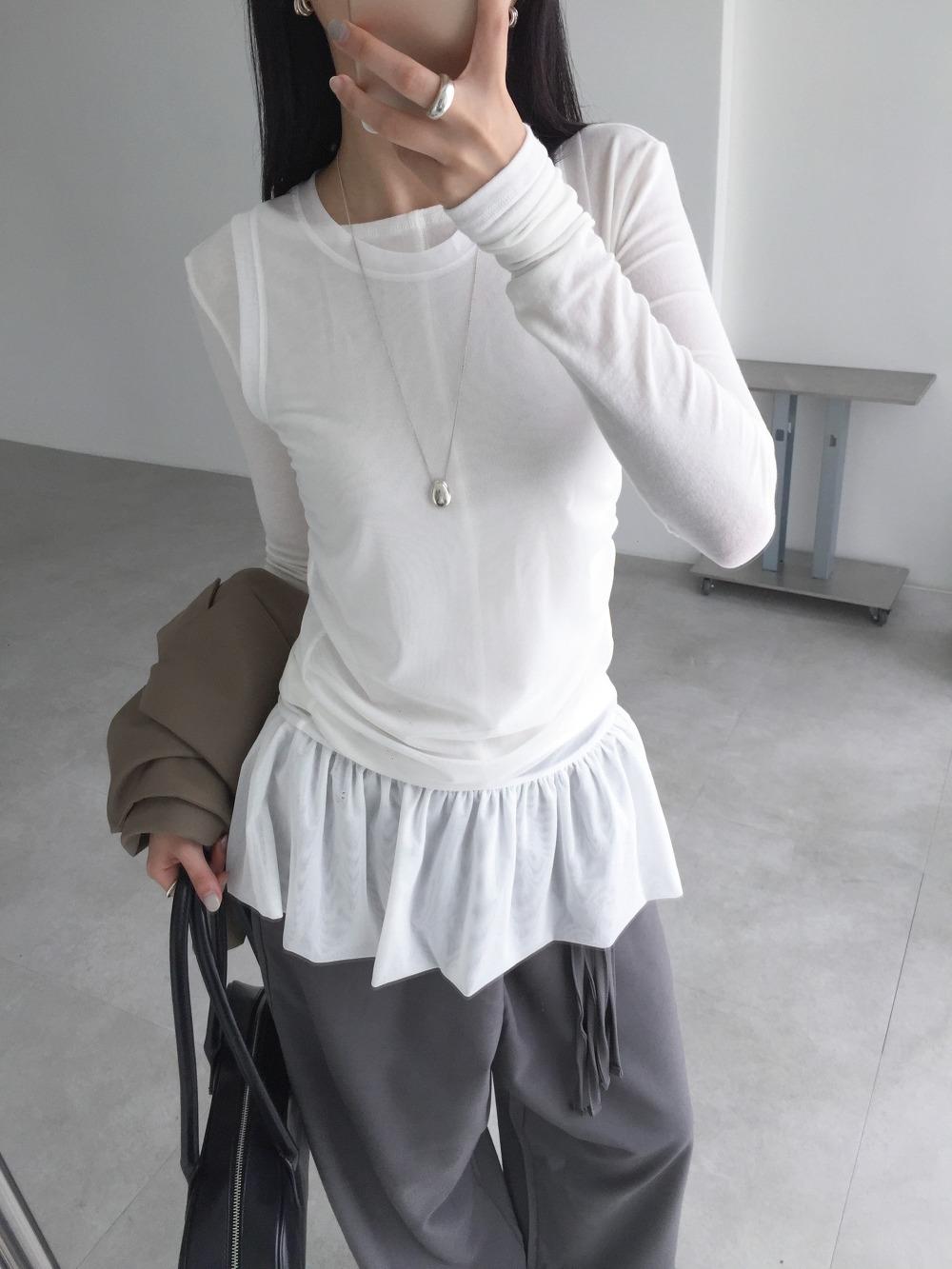 frill mesh sleeveless (2color)