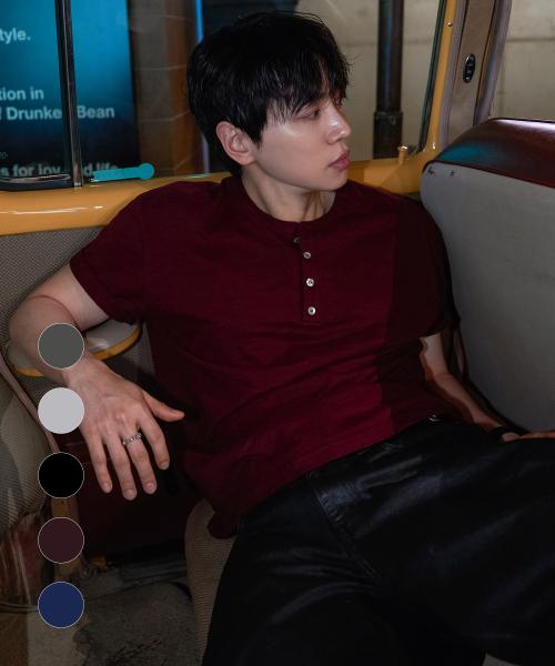 [스토커즈X드로우핏] 슬럽 코튼 헨리넥 티셔츠 [5color]