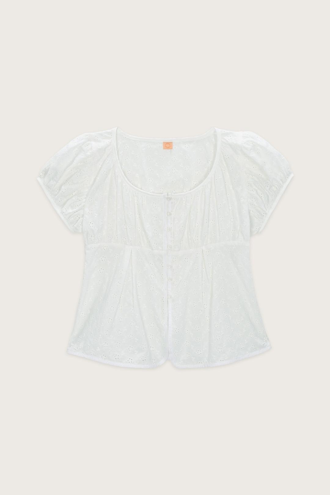 SHIRRING PUFF BLOUSE (WHITE)