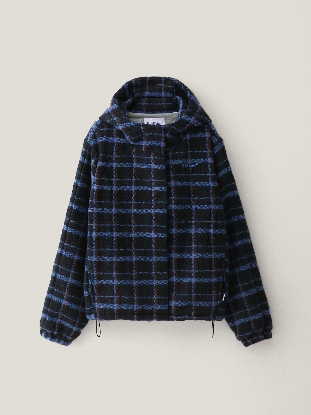 Boucle Check Hoodie Jacket Navy