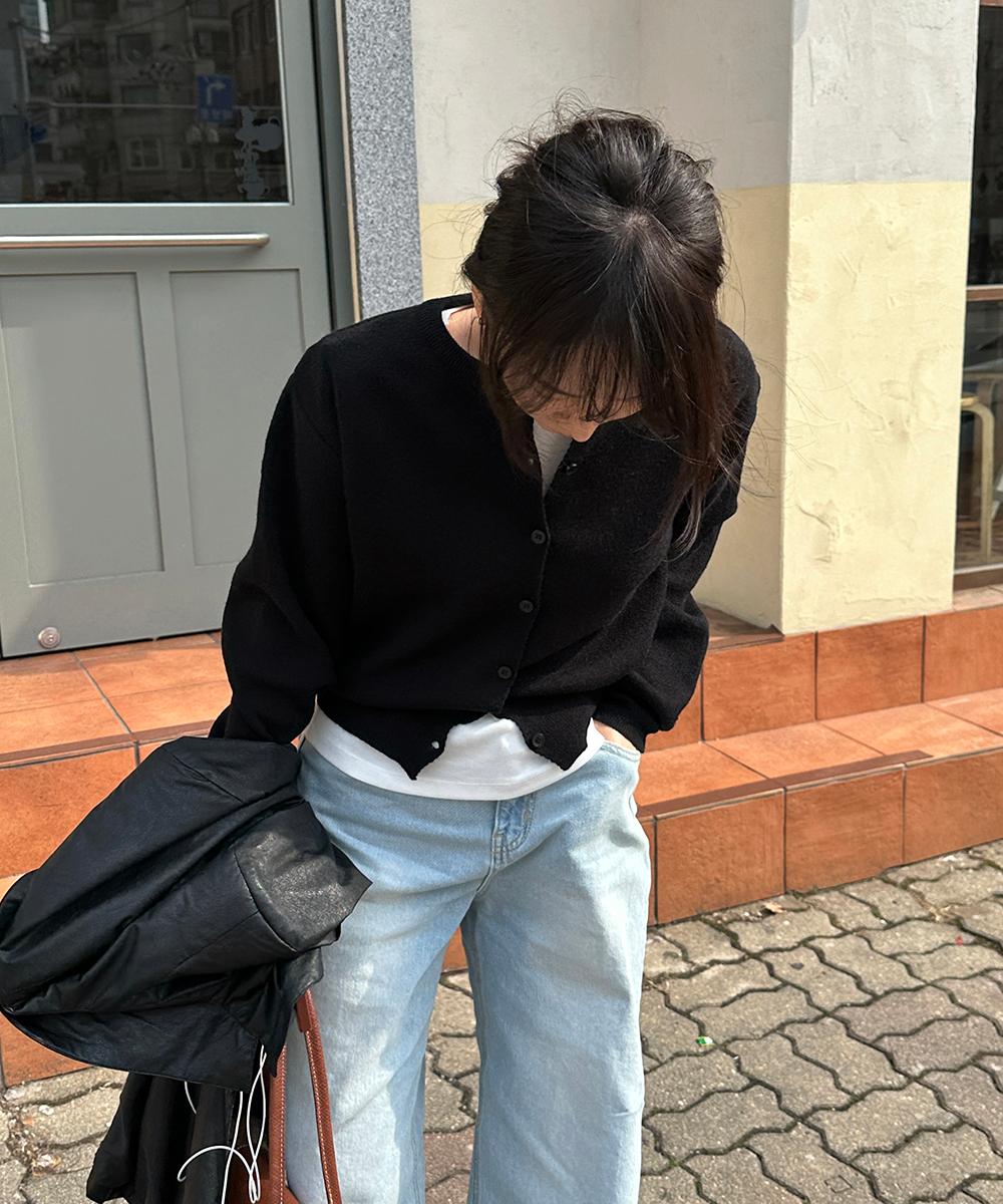 허니 라운드 가디건 (black)(6colors)