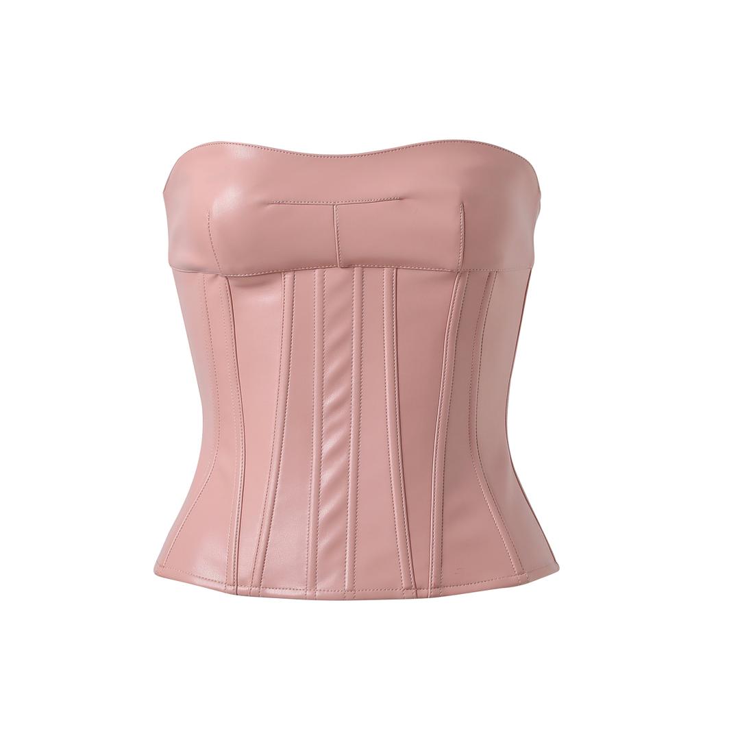 Pink Leather Corset - XS