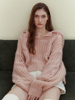 MOHAIR HOOD TWISTED KNIT_TT3W304PK