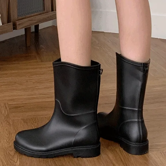 ♠당일출고♠추가금X♠장마템 베이직 미들 하프 레인부츠 뷰크(3cm)