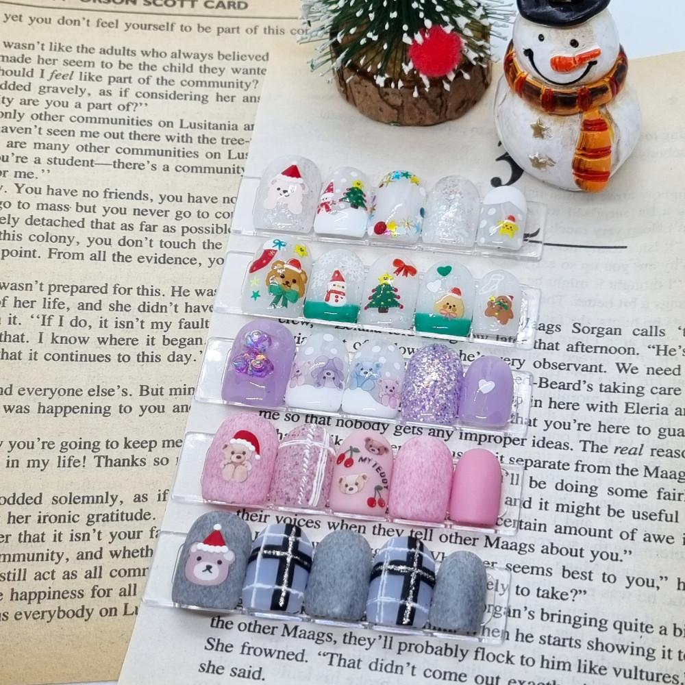 (5 color)곰돌이의 크리스마스 수제네일팁