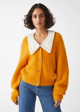 박시 크롭 부클레 가디건