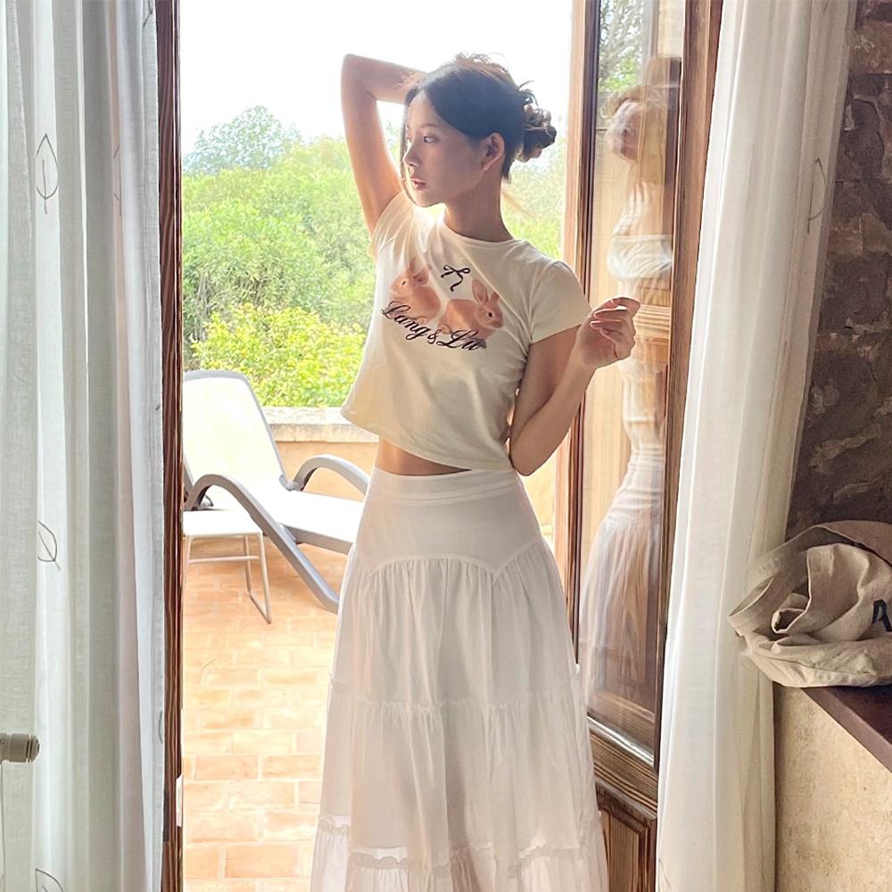 SHUUSHUU Ruffled Long Skirt(슈슈)_IVORY