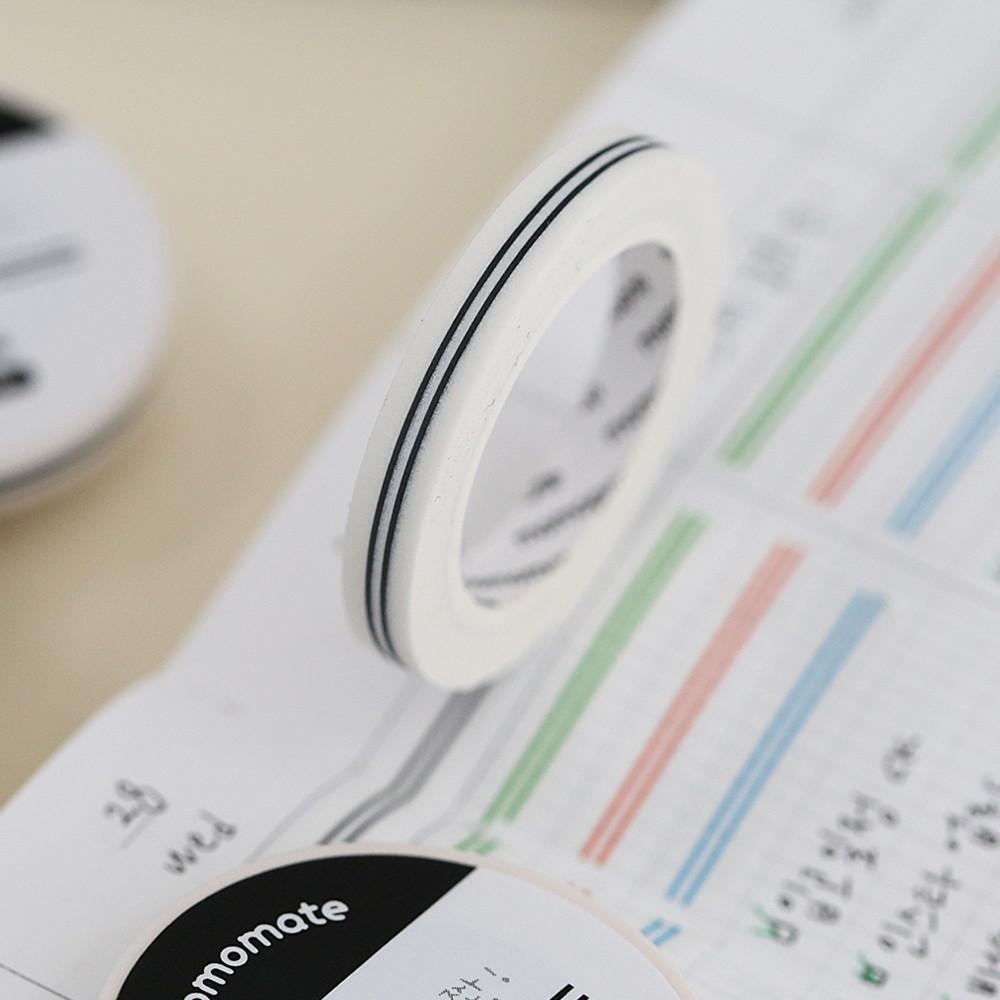 모모마테 다꾸 마스킹테이프 디자인 데코테이프 마테 다이어리꾸미기 밑줄 쫙 블랙