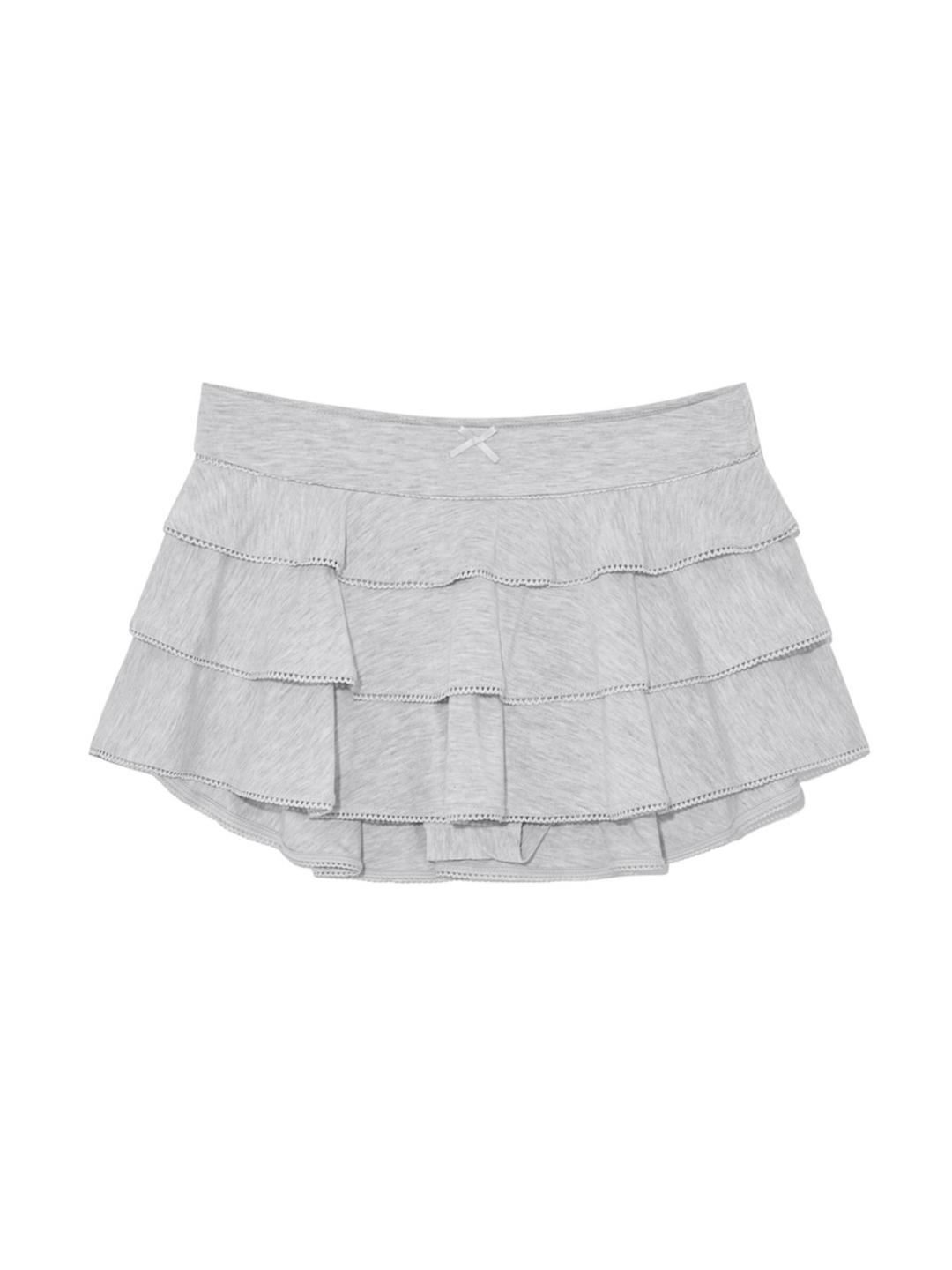 PICOT FRILL MINI SKIRT (WHITE MELANGE)