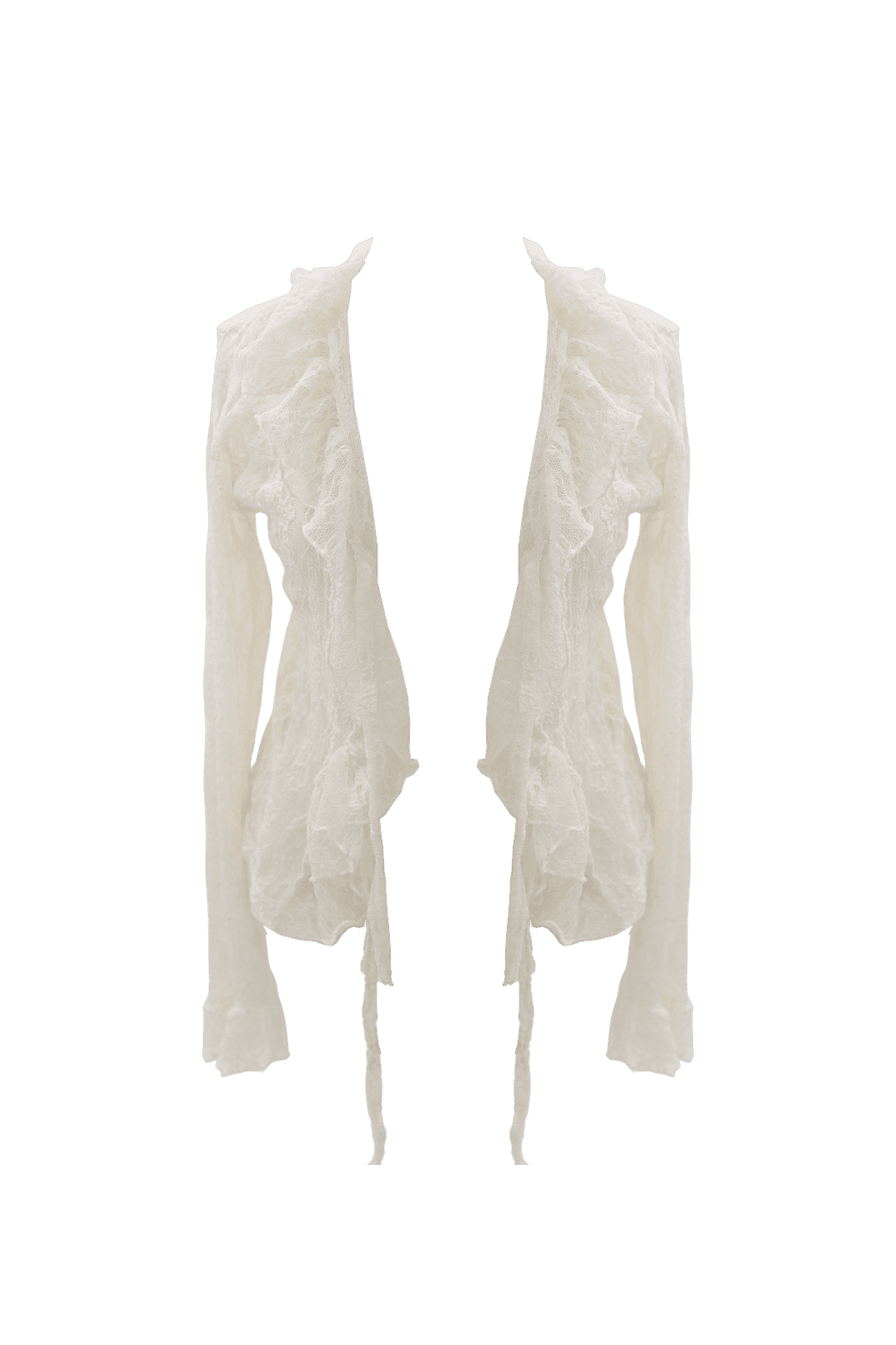 [Pink orchid house] Frill lace cardigan (3color) (Ivory)