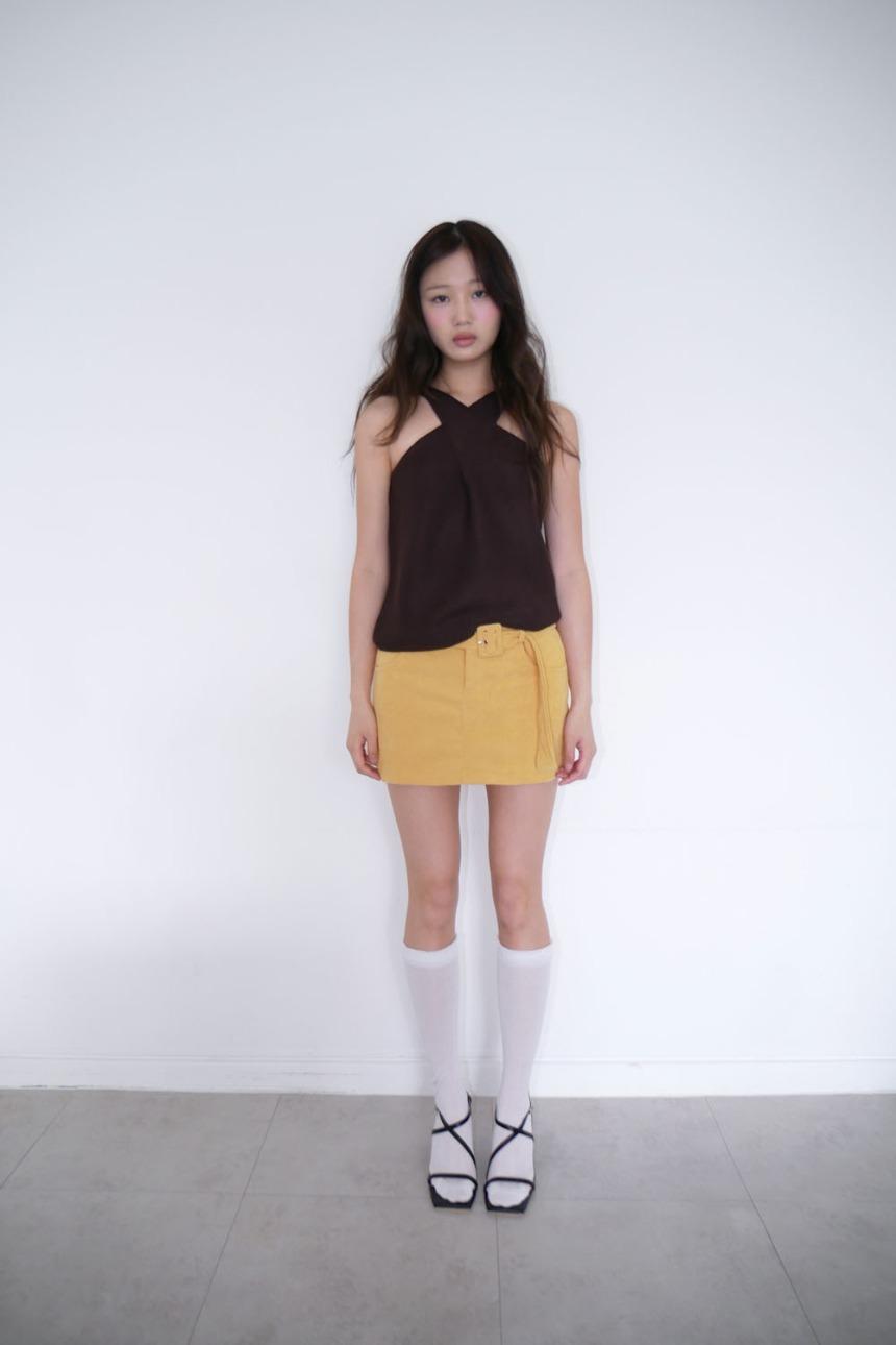당일발송) corduroy belt mini skirt