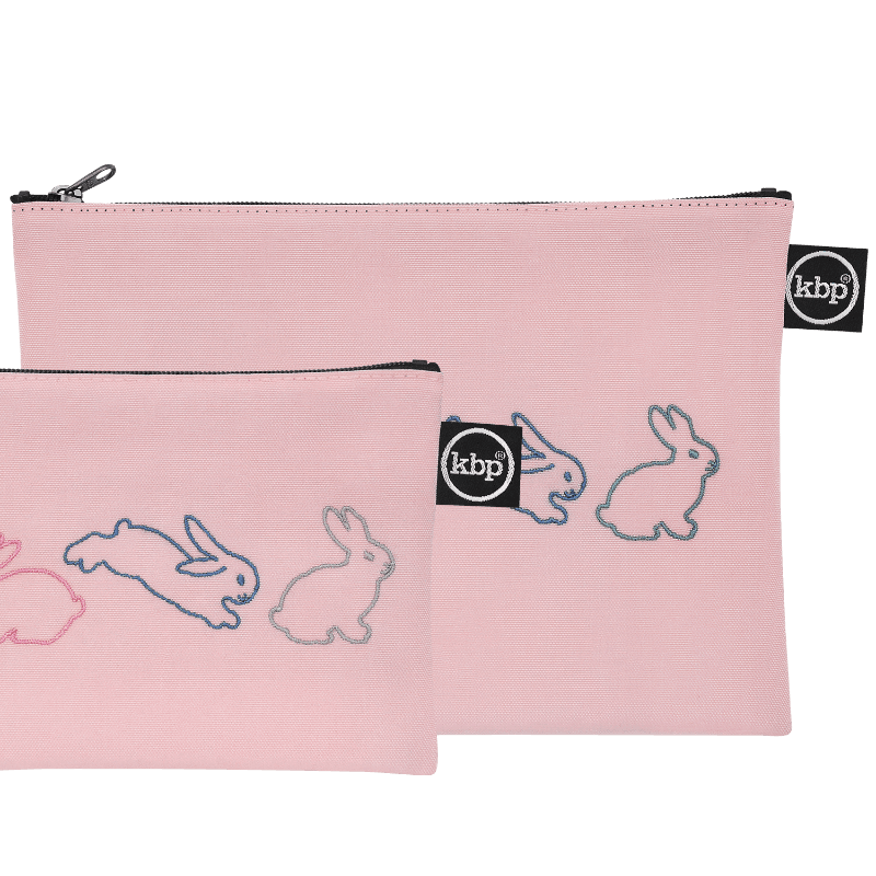 Bouncing Bunnies Baby Pink Embroidery Pouch 바운싱 버니즈 베이비 핑크 자수 파우치