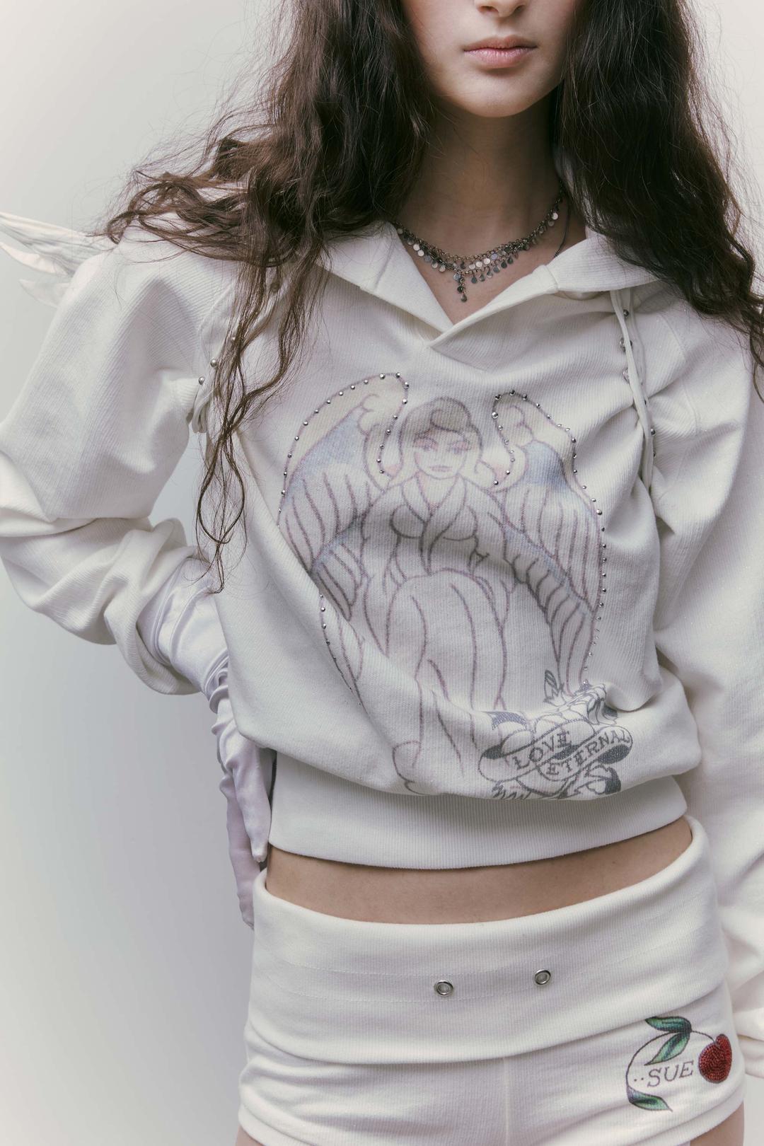 [Sculptor X Ed Hardy] Angel Hoodie White